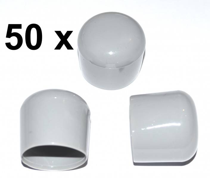 50 Stück - Kappe für Rundrohr D=20 mm L= 20 mm grau PVC
