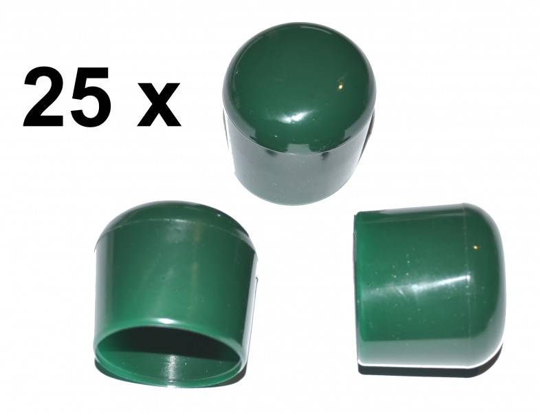 25 Stück - Kappe für Rundrohr D=20 mm L= 20 mm grün PVC