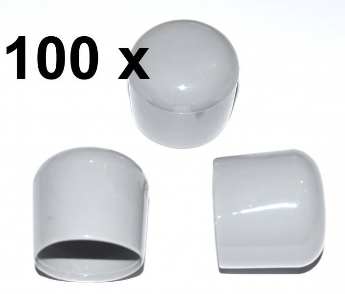 100 Stück - Abschlußkappe für Rundrohr / Stäbe Ø 25 bis 26 mm -- GRAU