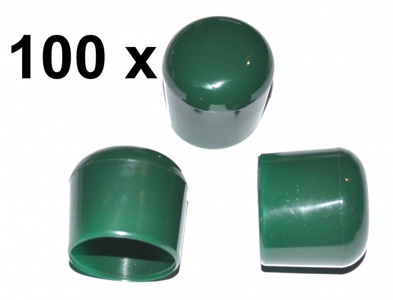 100 Stück - Abschlußkappe für Rundrohr / Stäbe Ø 25 bis 26 mm -- GRÜN