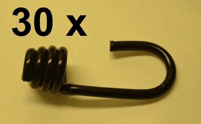 30 x Spiralhaken schwarz für 6 mm Expanderseil