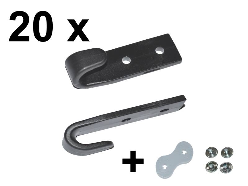 20 x Schleuderhaken Planenhaken schwarz für Expanderseil etc. inkl. Doppel Calott