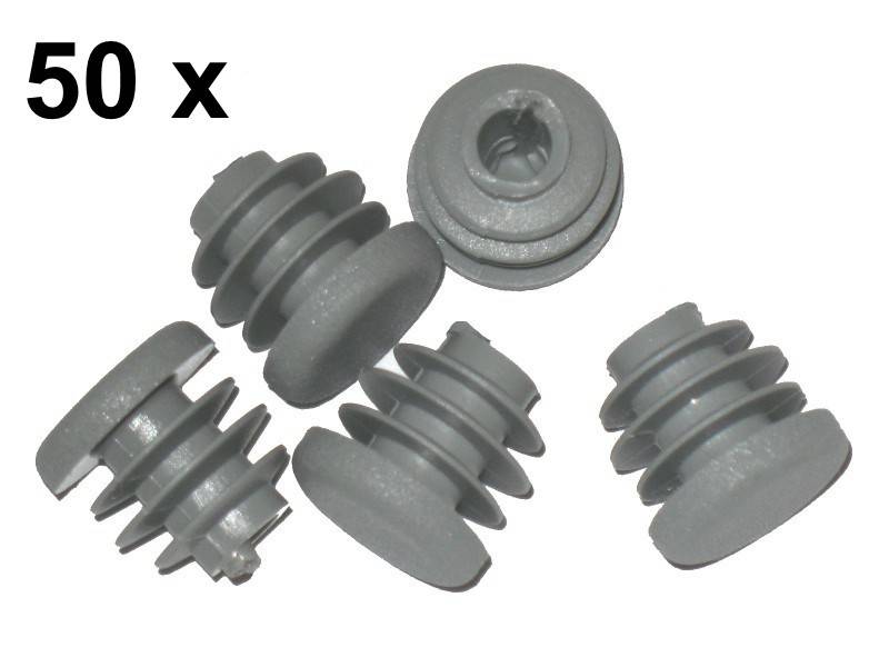 50 x Lamellenstopfen Rundrohrstopfen Ø 15 mm (Außen) Stopfen GRAU