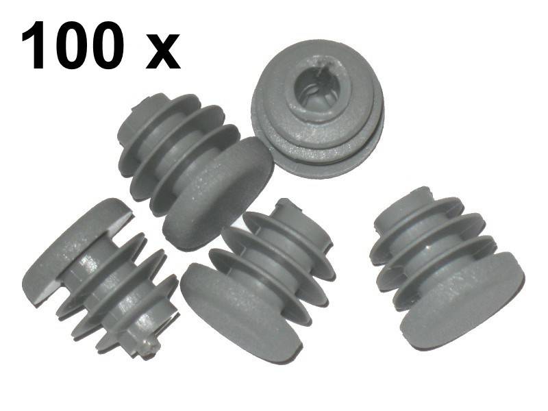 100 x Lamellenstopfen Rundrohrstopfen Ø 15 mm (Außen) Stopfen GRAU