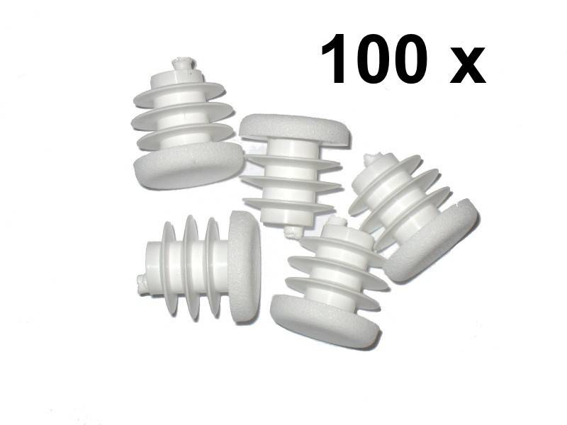 100 x Lamellenstopfen Rundrohrstopfen Ø 15 mm (Außen) Stopfen WEISS