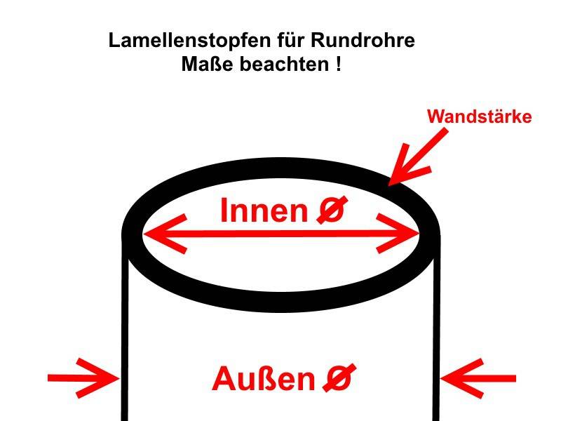 250 Stück - Lamellenstopfen Rundrohrstopfen Ø35 mm (Außen) Stopfen  schwarz