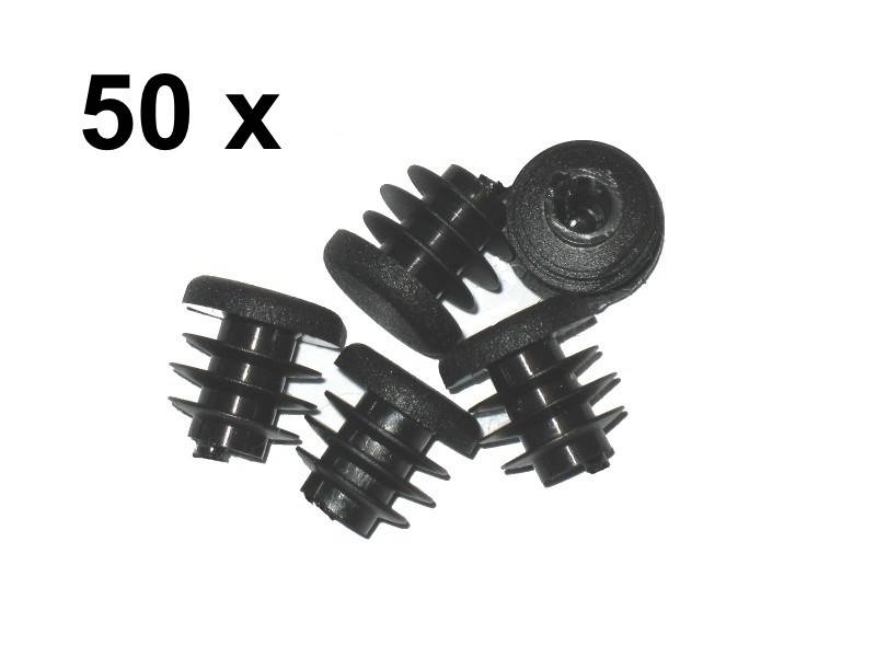 50 x Lamellenstopfen Rundrohrstopfen Ø 15 mm (Außen) Stopfen SCHWARZ