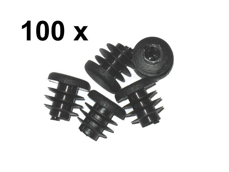 100 x Lamellenstopfen Rundrohrstopfen Ø 15 mm (Außen) Stopfen SCHWARZ