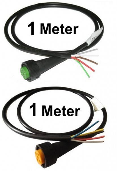 2 Stück - Aspöck Bajonettverbinder Stecker 1,0 Meter Kabel "open End" Gelb + Grün