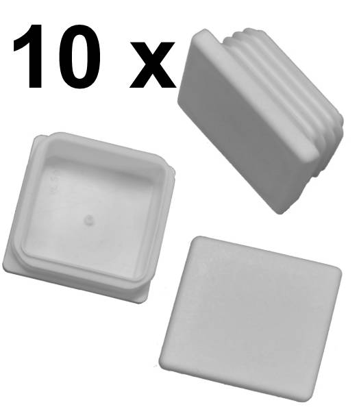 10 x Lamellenstopfen Vierkantrohrstopfen 40 x 40 mm (Außen) Stopfen WEISS