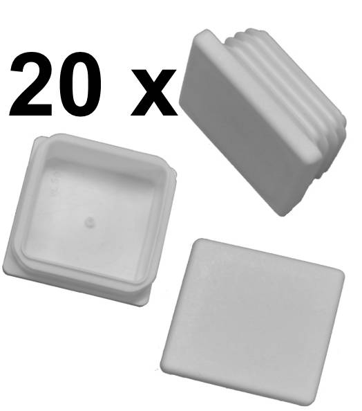 20 x Lamellenstopfen Vierkantrohrstopfen 40 x 40 mm (Außen) Stopfen WEISS