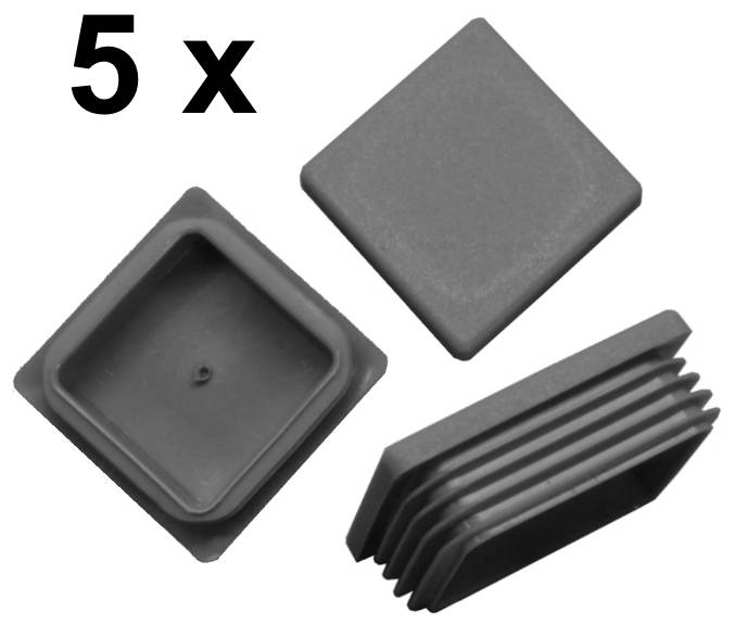 5 x Lamellenstopfen Vierkantrohrstopfen 50 x 50 mm (Außen) Stopfen GRAU