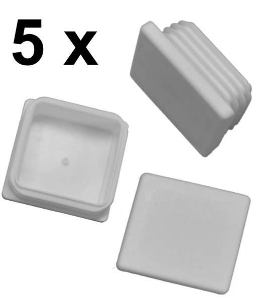 5 x Lamellenstopfen Vierkantrohrstopfen 50 x 50 mm (Außen) Stopfen WEISS