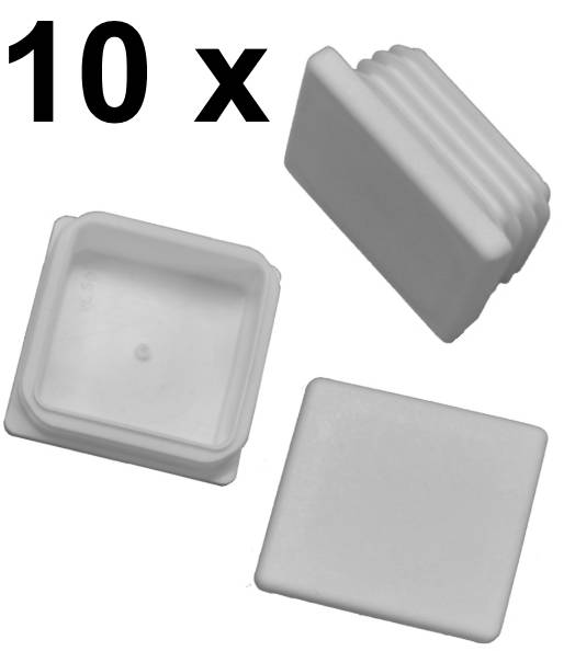 10 Stück - Lamellenstopfen Vierkantrohr 50 x 50 mm (Außen) Stopfen WEIß