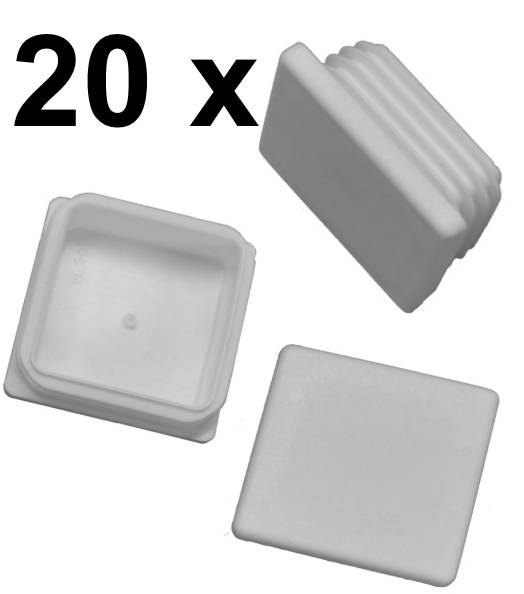 20 x Lamellenstopfen Vierkantrohrstopfen 50 x 50 mm (Außen) Stopfen WEISS