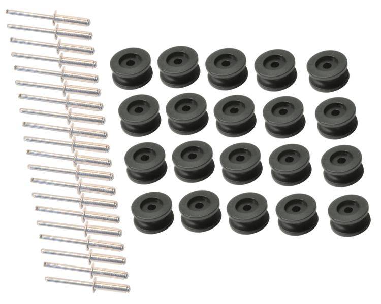 20 Stück - Rundknopf für 6 - 8 mm Expanderseil + 20 Alunieten