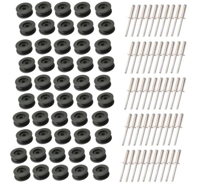 50 Stück - Rundknopf für 6 - 8 mm Expanderseil + 50 Alunieten