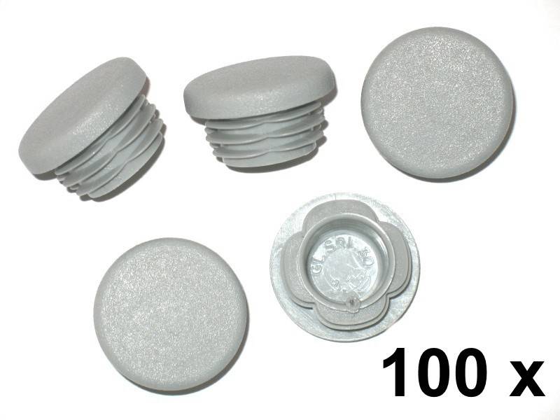 100 Stück - Lamellenstopfen Rundrohrstopfen Ø35 mm (Außen) Stopfen GRAU