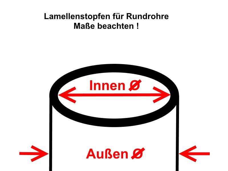 250 Stück - Lamellenstopfen Rundrohrstopfen Ø35 mm (Außen) Stopfen Grau