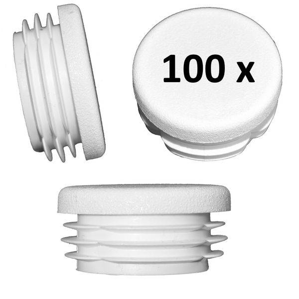 100 Stück - Lamellenstopfen Rundrohrstopfen Ø35 mm (Außen) Stopfen  weiß