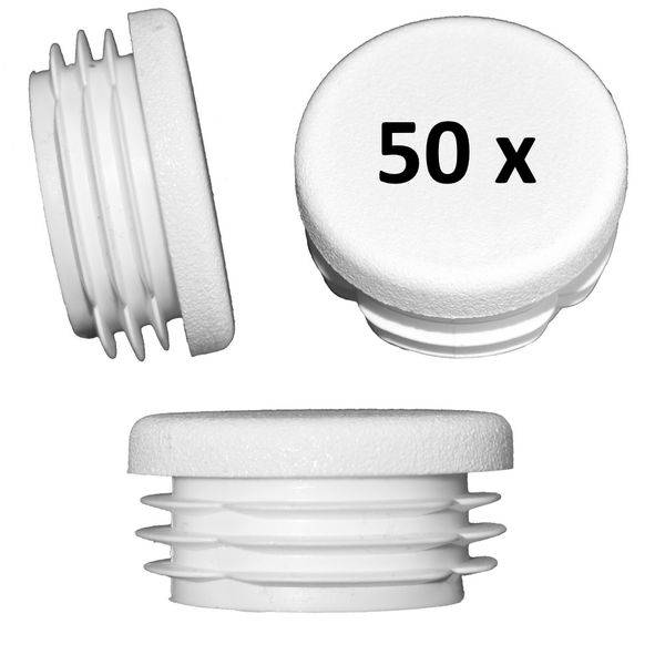 50 Stück - Lamellenstopfen Rundrohrstopfen Ø35 mm (Außen) Stopfen  weiß