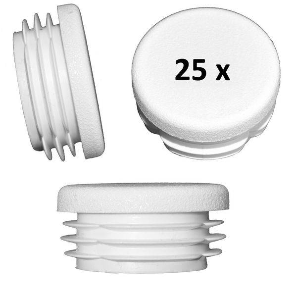 25 Stück - Lamellenstopfen Rundrohrstopfen Ø35 mm (Außen) Stopfen  weiß