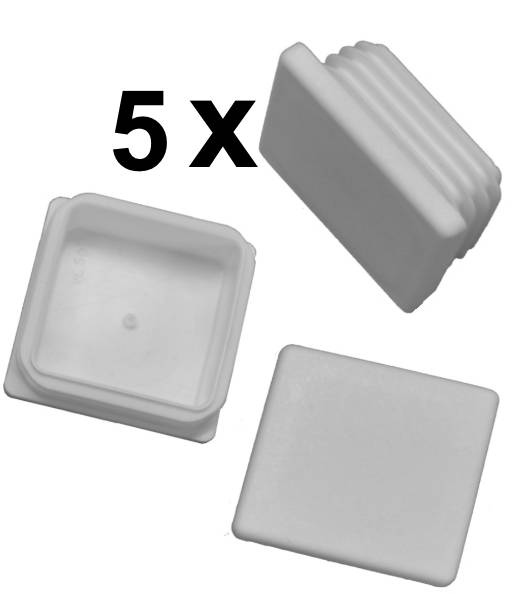 5 x Lamellenstopfen Vierkantrohrstopfen 60 x 60 mm (Außen) Stopfen WEIß