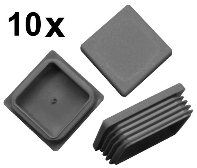 10 x Lamellenstopfen Vierkantrohrstopfen 30 x 30 mm (Außen) Stopfen GRAU