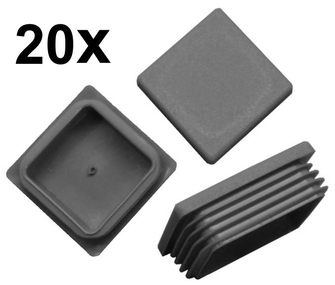 20 Stück - Lamellenstopfen Vierkantrohrstopfen 60 x 60 mm (Außen) Stopfen GRAU