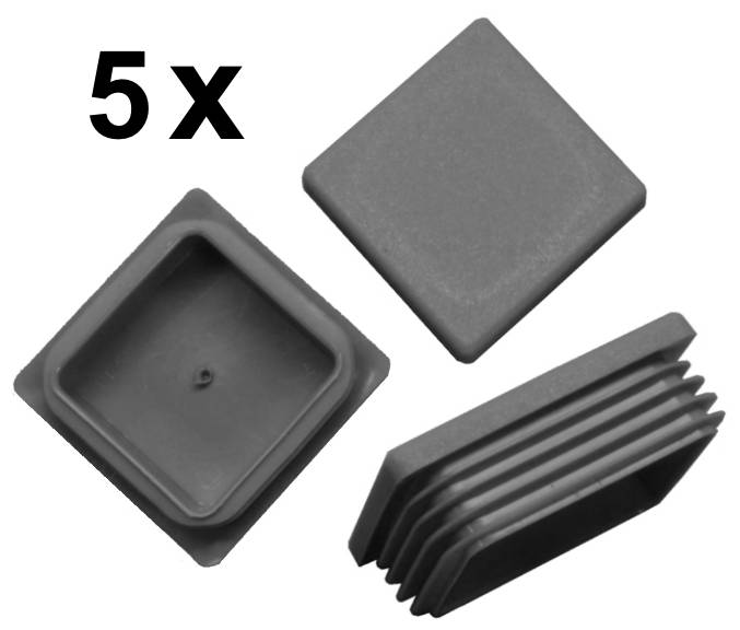 5 x Lamellenstopfen Vierkantrohrstopfen 60 x 60 mm (Außen) Stopfen GRAU
