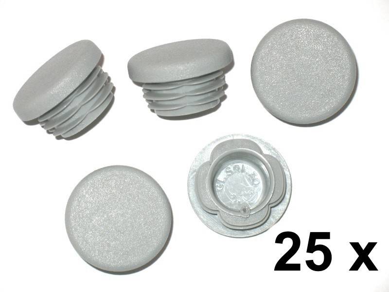 25 x Lamellenstopfen Rundrohrstopfen Ø 40 mm (Außen) Stopfen GRAU
