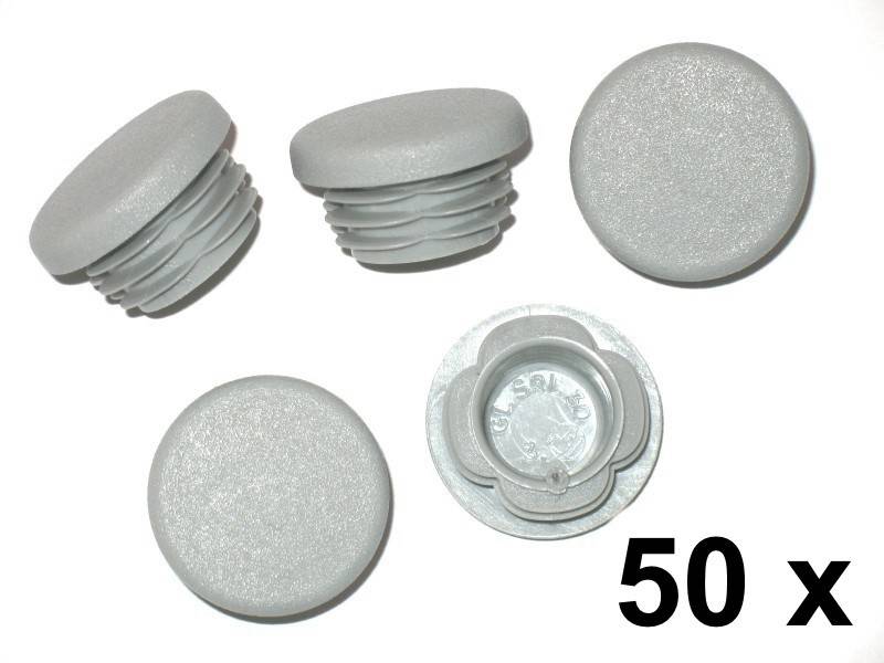50 x Lamellenstopfen Rundrohrstopfen Ø 40 mm (Außen) Stopfen GRAU