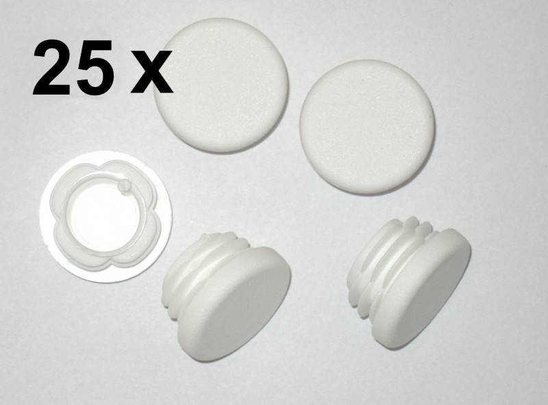 25 x Lamellenstopfen Rundrohrstopfen Ø 40 mm (Außen) Stopfen WEISS