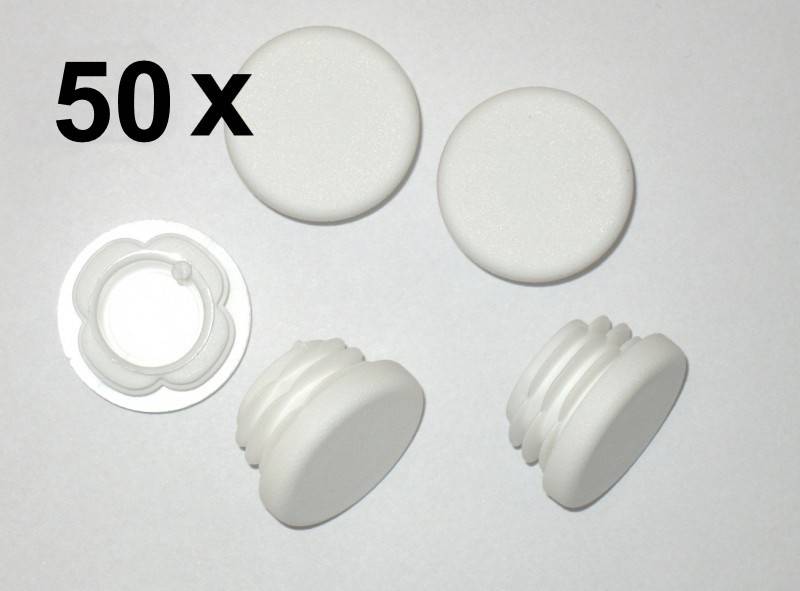 50 x Lamellenstopfen Rundrohrstopfen Ø 40 mm (Außen) Stopfen WEISS