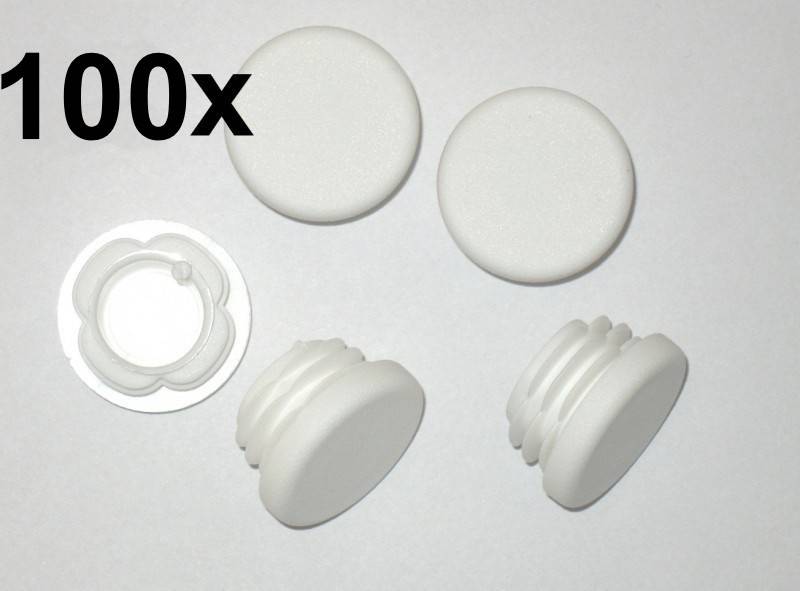 100 x Lamellenstopfen Rundrohrstopfen Ø 40 mm (Außen) Stopfen WEISS