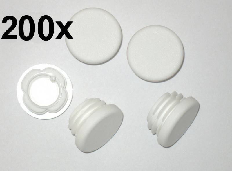 200 x Lamellenstopfen Rundrohrstopfen Ø 40 mm (Außen) Stopfen WEISS