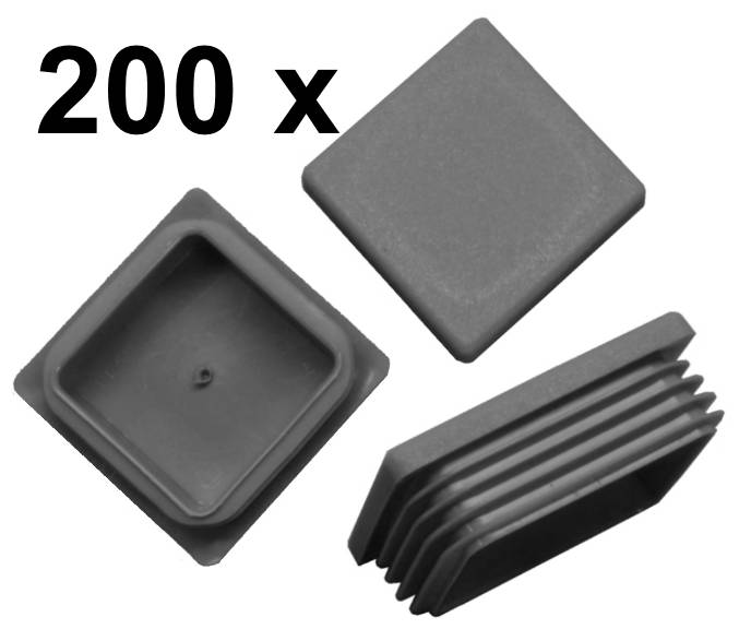 200 x Lamellenstopfen Vierkantrohrstopfen 40 x 40 mm (Außen) Stopfen GRAU