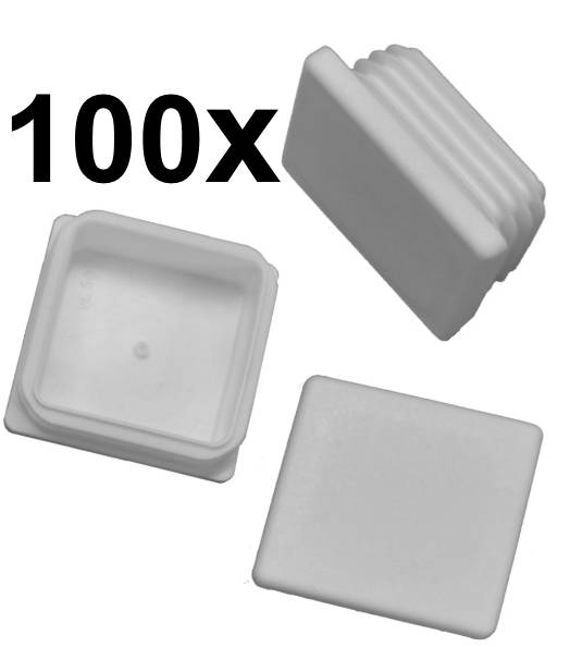 100 x Lamellenstopfen Vierkantrohrstopfen 40 x 40 mm (Außen) Stopfen WEISS