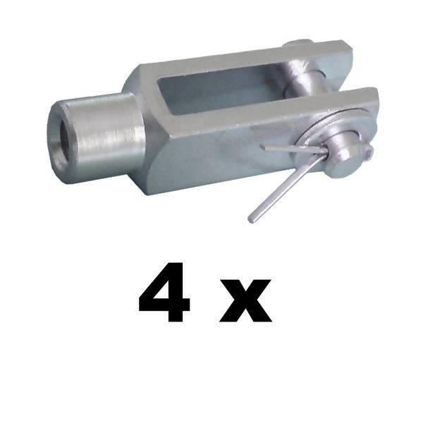 4 Stück - Gabelkopf M16 - rechts - 16x64 - DIN71752 mit Splintbolzen