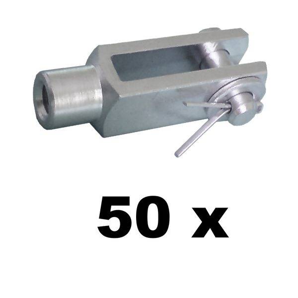 50 Stück - Gabelkopf 5x20 - M5 + Sicherungsbolzen /Splintbolzen verzinkt