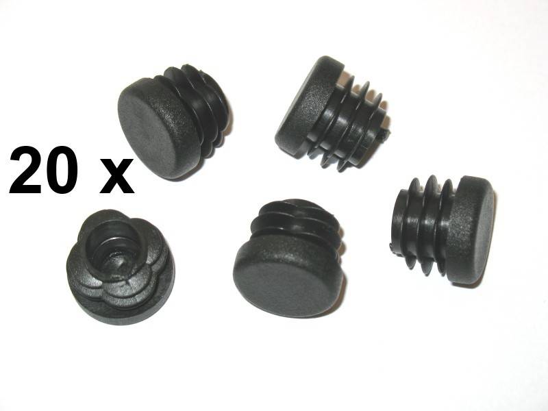 20 Stück -Lamellenstopfen Rundrohrstopfen Ø 25 mm (Außen) Stopfen SCHWARZ - 3,0 bis 5,0 mm