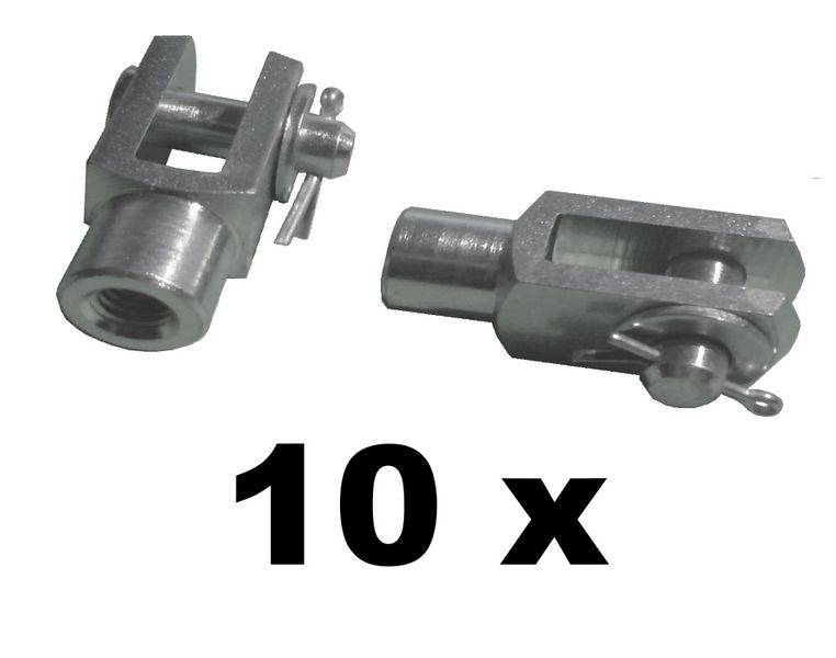 10 Stück - Gabelkopf 8x16 - M8 mit Splintbolzen DIN 71751 verzinkt