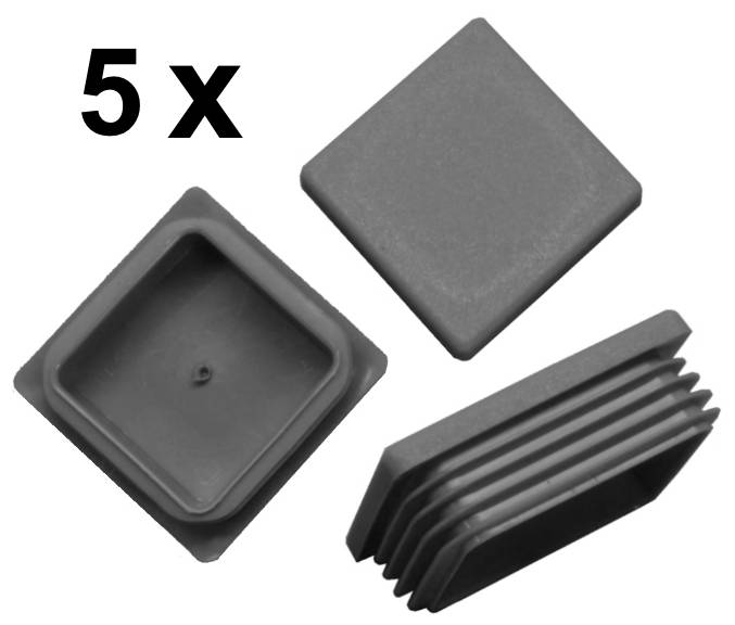5 x Lamellenstopfen Vierkantrohrstopfen 35 x 35 mm (Außen) Stopfen GRAU