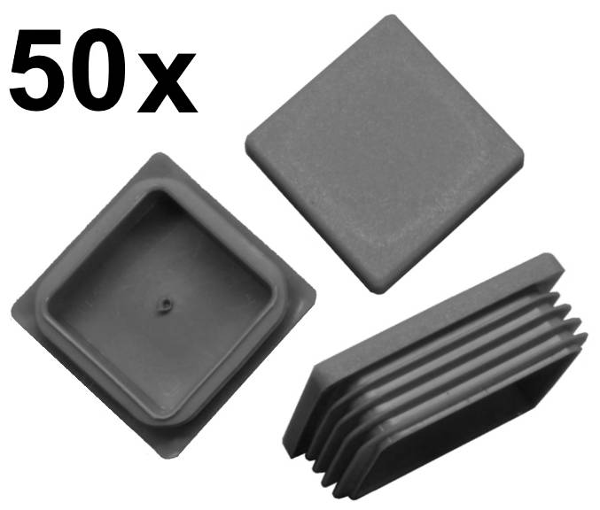 50 x Lamellenstopfen Vierkantrohrstopfen 35 x 35 mm (Außen) Stopfen GRAU