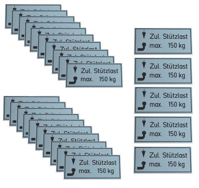 25 x Stützlastschild Stützlastaufkleber Stützlast Anhängerkupplung 150kg Aufkleber