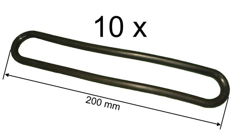 10 x Gummi Spannring - Abspannring 200 mm lang - Ø 8 mm