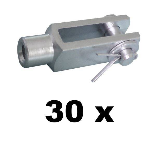 30 Stück - Gabelkopf 8x32 - M8 mit Splintbolzen - DIN 71751 - verzinkt