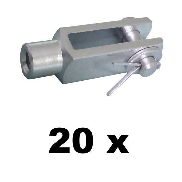 20 Stück - Gabelkopf - 10x40 - M10 mit Splintbolzen - DIN71752 - verzinkt