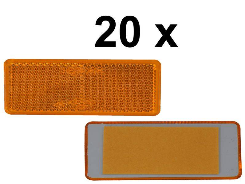 20 x Rückstrahler - Reflektor - Kleben - 90 x 40 mm - Gelb - Prüfzeichen