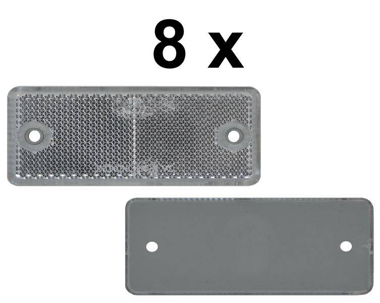 8 x Rückstrahler - Reflektor - schrauben - 90 x 40 mm - Weiß - Prüfzeichen